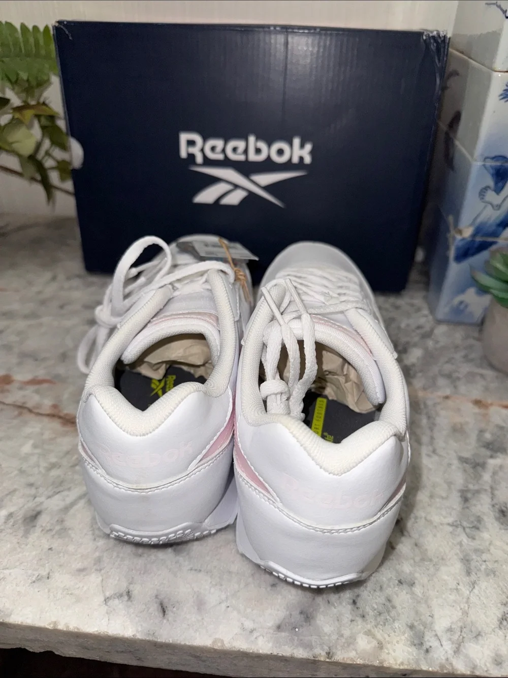 Reebok White Sneakers with Light Pink Accents